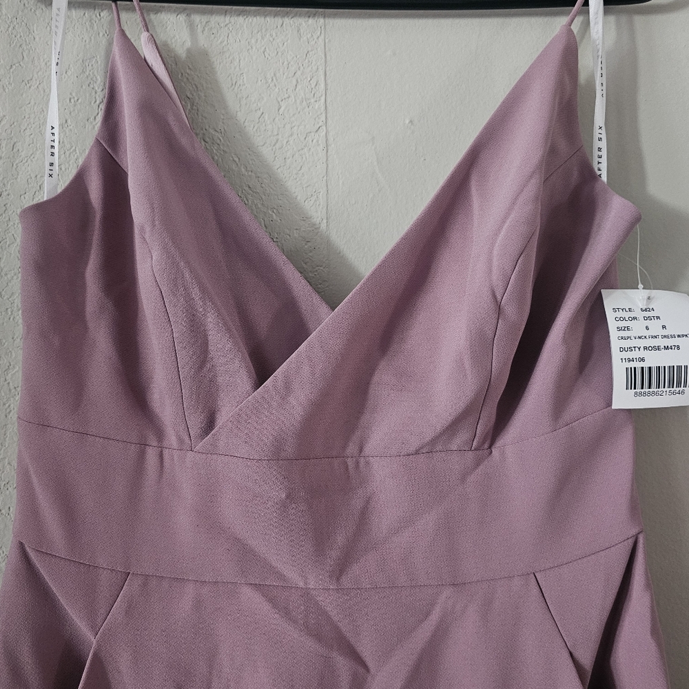 NWT After Six 6824 Crepe V-Neck Front Dress w/ Pockets Bridesmaids Gown size 6R